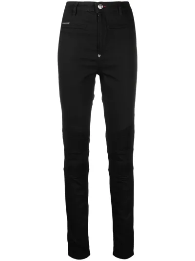 Philipp Plein Biker High-waisted Skinny Jeans In Schwarz