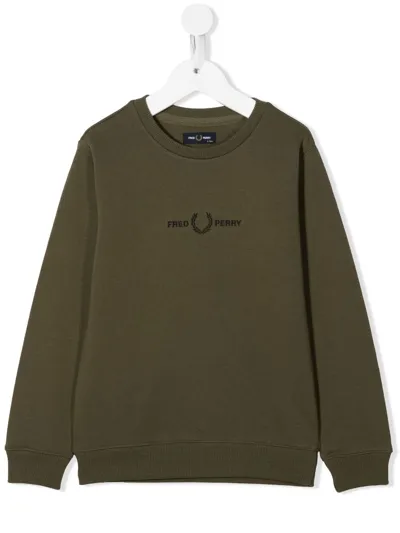 Fred Perry Kids' Embroidered Logo Fleece Sweatshirt In Green