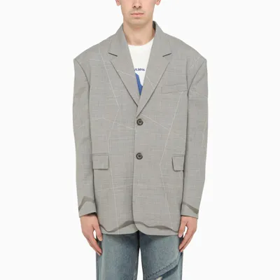 Ader Error Grey Wool Blend Oversized Blazer