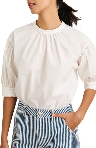 Alex Mill Florence Tie Neck White Cotton Blouse