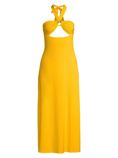 Solid & Striped The Tati Jersey Halter Dress In Butterscotch