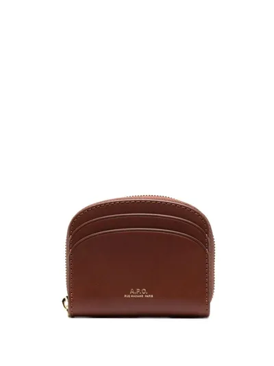 Apc Demi-lune Mini Compact Wallet In Brown