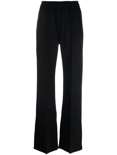 Styland Side-slit Cotton Trousers In Schwarz