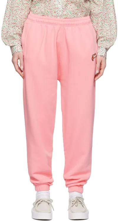 Maison Kitsuné Pink Cotton Lounge Pants In P619 Bubble Gum Pink