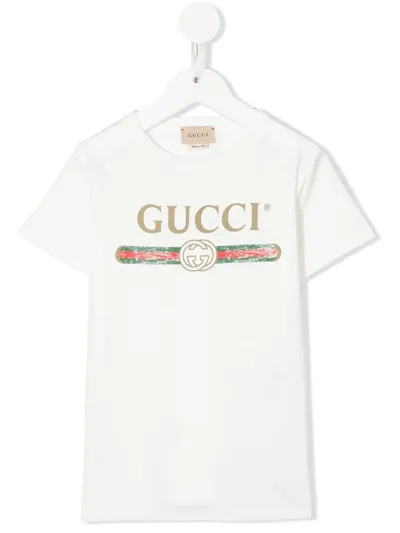 Gucci Kids' Logo-print Detail T-shirt In White