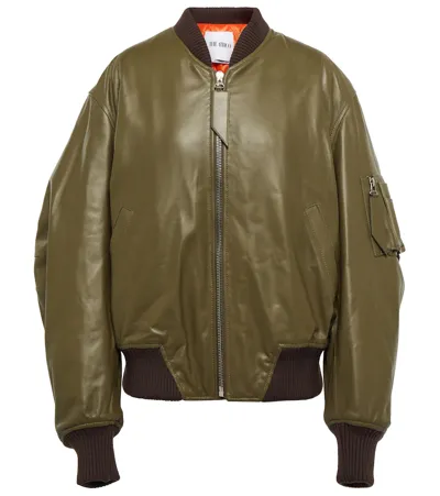 Attico Military Green Leather Jacket