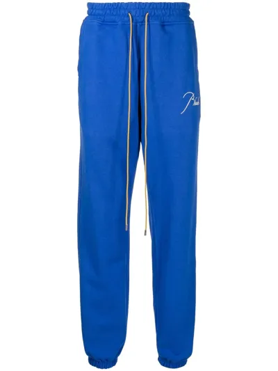 Rhude Terry Embroidered-logo Track Pants In Blau