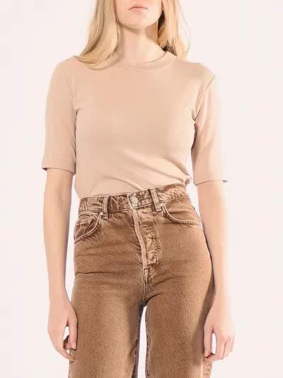 Amendi The Dreamer Ribbed Top In Light Beige