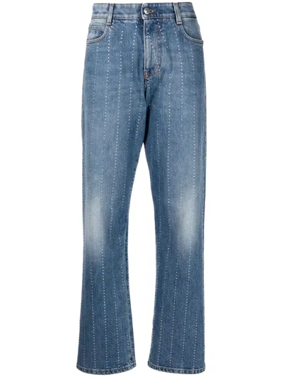 Stella Mccartney Crystal-embellished High-rise Straight-leg Jeans In Vintage Dark