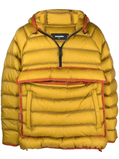 Dsquared2 Contrasting-trim Padded Coat In Yellow