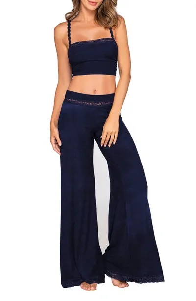 Dreamgirl Jersey Crop Top & Wide Leg Pants Pajamas In Nocturnal