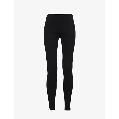 Totême High-rise Ribbed-trim Stretch-knit Leggings In Black