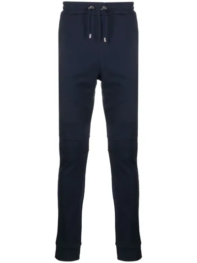 Balmain Ribbed Drawstring Track Pants In Blau