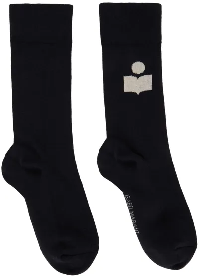 Isabel Marant Womans Siloki Black Cotton Socks With Logo