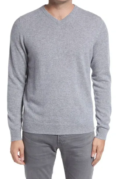 Nordstrom V-neck Cashmere Sweater In Grey Shade Marl