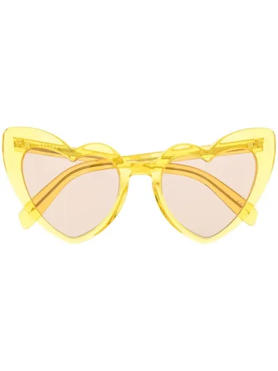 Saint Laurent Lou Lou 54mm Heart-shaped Sunglasses In Yellow