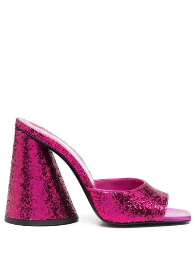 Attico Metallic Slip-on Mules In Fuchsia