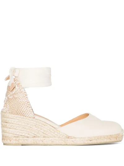 Castaã±er Carina Lace-up Wedge Espadrilles In Neutrals