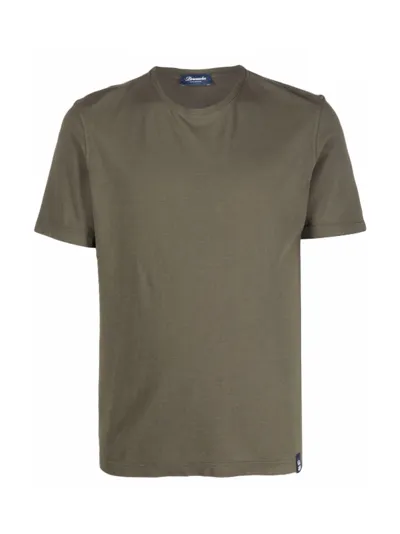 Drumohr Cotton Crew Neck T-shirt In Green