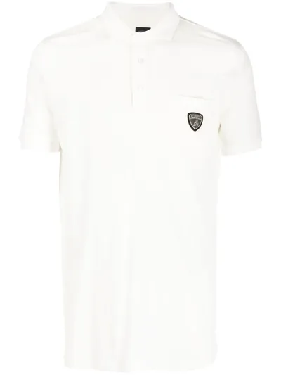 Automobili Lamborghini Logo-patch Short-sleeved Polo Shirt In White