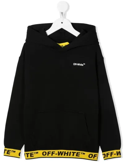 Off-white Logo Pullover Hoodie In 1018 Black Yellow