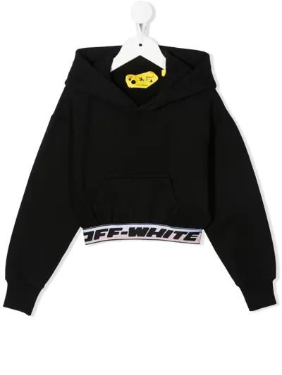 Off-white Logo Band Long-sleeve Hoodie In Schwarz