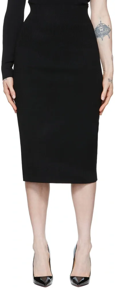 Victoria Beckham Black Viscose Midi Skirt