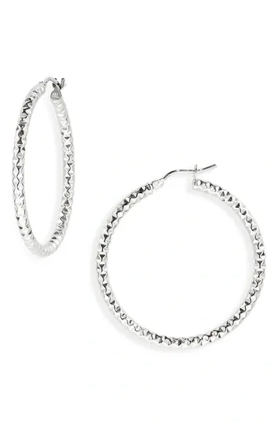 Bony Levy 14k Gold Textured Hoop Earrings In 14k White Gold