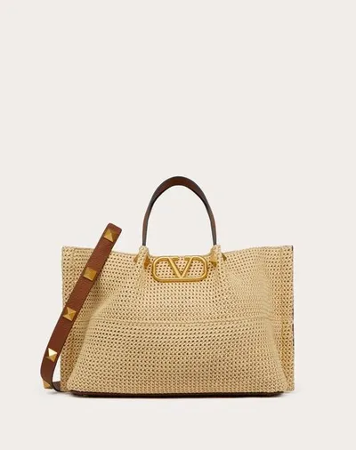 Valentino Garavani Medium Straw Summer Tote Woman Natural Uni