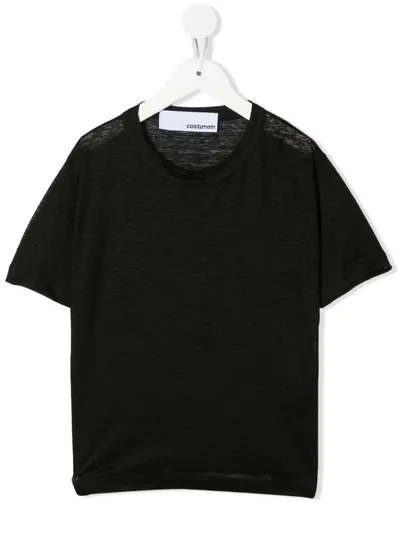 Costumein Kids' Short-sleeve Linen T-shirt In Schwarz