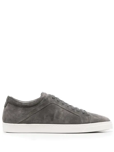 Giorgio Armani Suede Low-top Sneakers In Grey