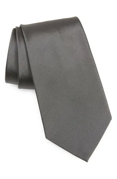 Ralph Lauren Purple Label Peau De Soie Solid Grey Silk Tie