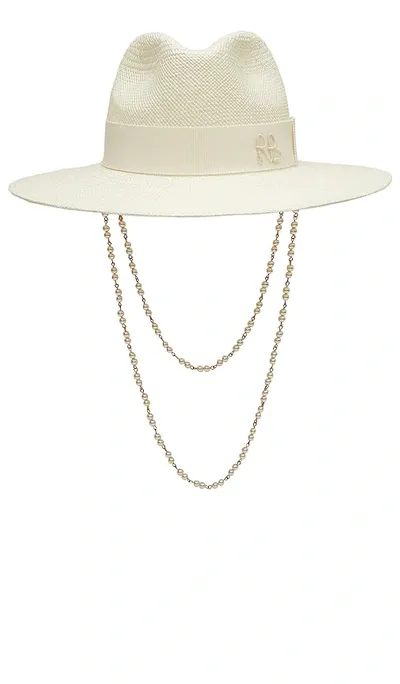 Ruslan Baginskiy Double Chain Strap Fedora Hat In White