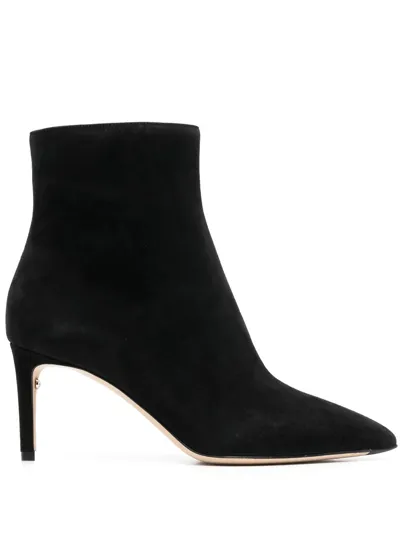 Ferragamo Imogen Suede Stiletto Zip Booties In Nero