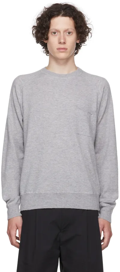 Officine Generale Slater Merino Wool Sweater In Gray