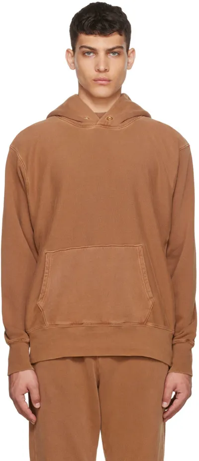 Les Tien Pouch-pocket Cotton Hoodie In Brown