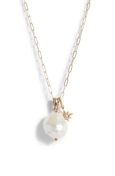 Anzie Women's Cleo 14k Gold, White Topaz & Pearl Mixed Pendant Necklace