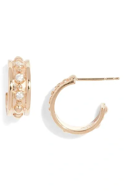 Anzie Dew Drop Marine Huggie Hoop Earrings In Diamond