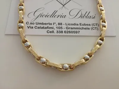 Pre-owned Gold Halskette Herren Damen 18 Karat 750% Massiv Choker Kette Bicolor Gelb Weiss