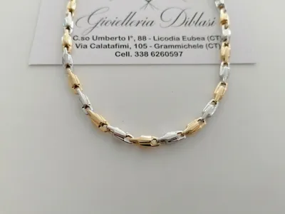 Pre-owned Gold Halskette Herren Damen 18 Karat 750% Massiv Choker Kette Bicolor Gelb Weiss