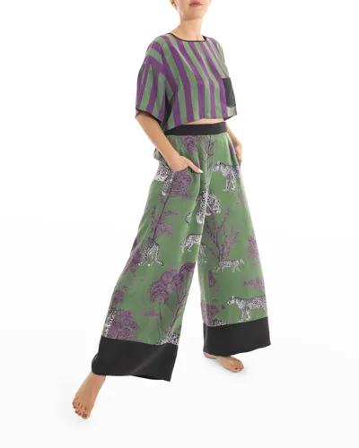 Niluu Harper Wide-leg Vegan Silk Pants In Lennon