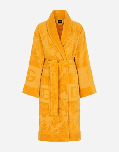 Dolce & Gabbana Bath Robe In Terry Cotton Jacquard In Multicolor