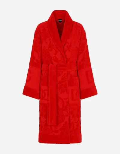 Dolce & Gabbana Bath Robe In Terry Cotton Jacquard In Multicolor