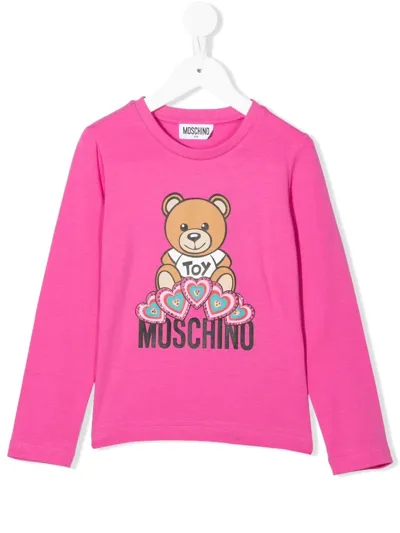 Moschino Kids' Teddy Bear-print Sweatshirt In Rosa