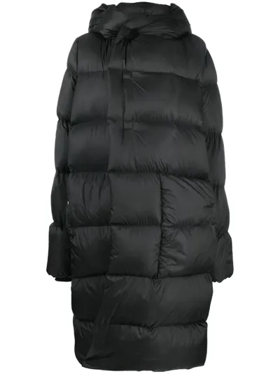 Rick Owens Button-fastening Padded Coat In Black