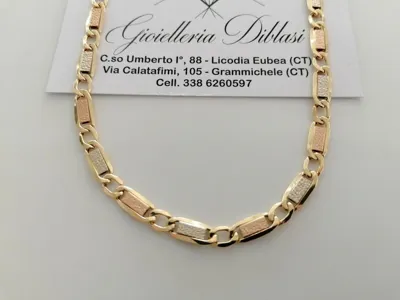 Pre-owned Gold Halskette Herren Damen Unisex 18 Kt 750% Massiv Choker Kette Gelb Weiss Rot