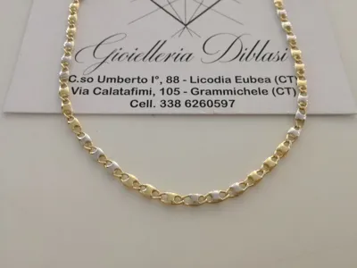 Pre-owned Gold Halskette Herren Damen 18 Karat 750% Massiv Choker Kette Bicolor Gelb Weiss