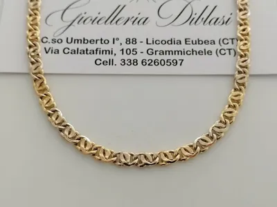 Pre-owned Gold Halskette Herren Damen 18 Karat 750% Massiv Choker Kette Bicolor Gelb Weiss