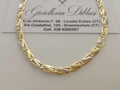 Pre-owned Gold Halskette Herren Damen 18 Karat 750% Massiv Choker Kette Bicolor Gelb Weiss