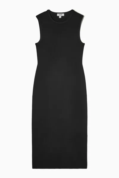 Cos Knitted Midi Dress In Black